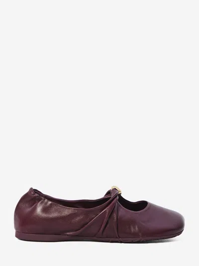 Loewe Pebble Ballerina In Nappa Leather In Burgundy