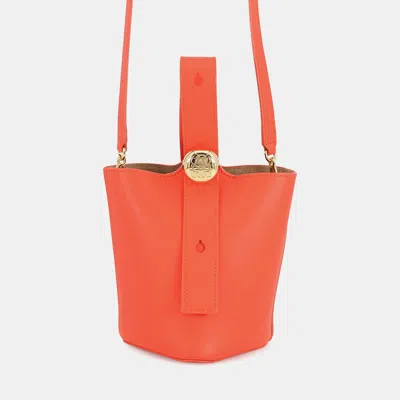 Pre-owned Loewe Pebble Bucket 2-way Shoulder Bag Orange Leather Size Mini