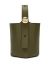 Loewe Olive Green Calfskin Pebble Bucket Small Bag Women In Green