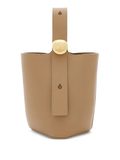 Loewe Pebble Bucket Mini Bag In Brown