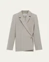 Loewe Pebble Button Single-breasted Wrap Blazer In Gray