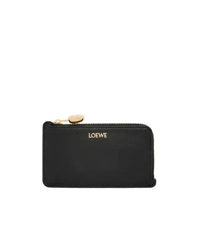 Loewe Pebble Coin Cardholder In Shiny Nappa Calfskin In Black