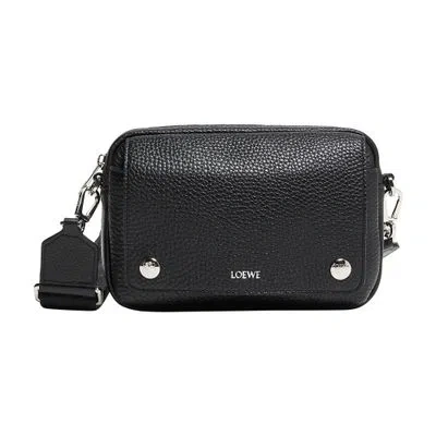 Loewe Pebble Camera Bag In Grained Calfskin In Black