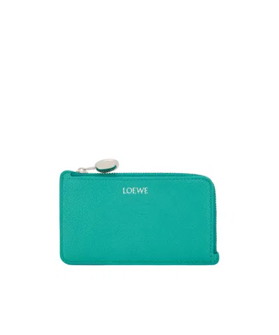 Loewe Pebble Coin Cardholder In Pebble Grained Calfskin In Blue