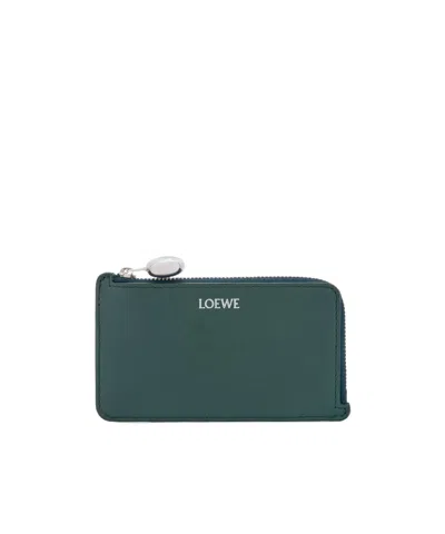 Loewe Pebble Coin Cardholder In Shiny Nappa Calfskin In Green