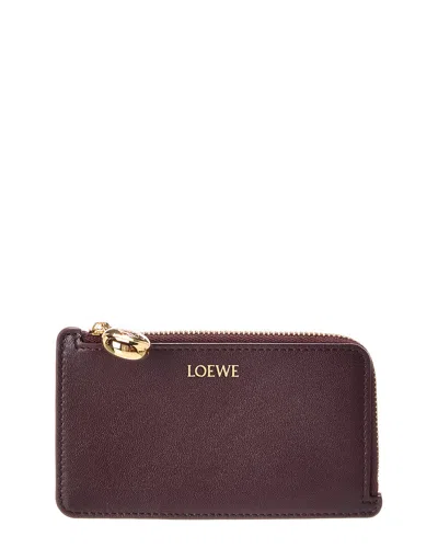 Loewe Pebble Coin Leather Card Holder In Burgundy