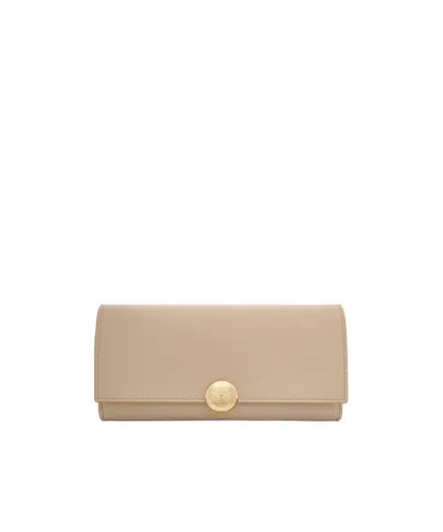 Loewe Pebble Continental Leather Wallet In Nude