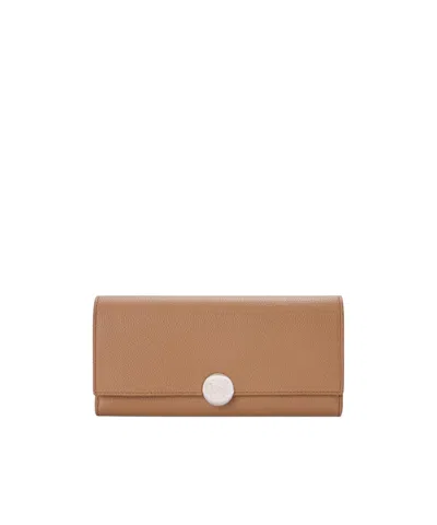 Loewe Pebble Continental Wallet In Mini Grain Calfskin In Brown