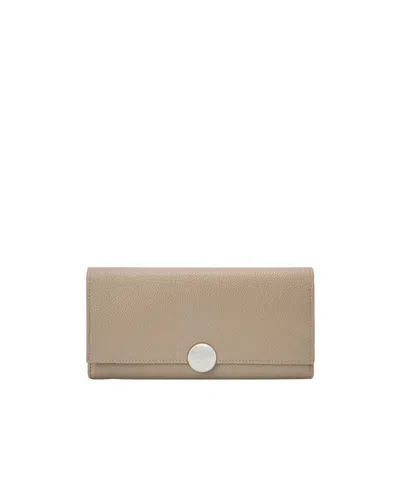 Loewe Pebble Continental Wallet In Mini Grain Calfskin In Pink