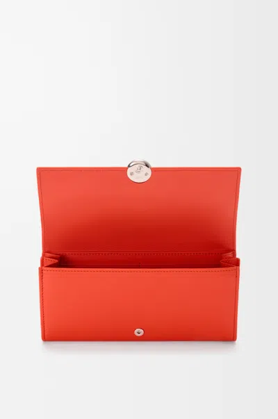 Loewe Pebble Continental Wallet In Shiny Nappa Leather Skin For Woman In Orange