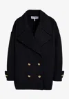 Loewe Double-breasted Wool Peacoat With Notched Collar In Midnight Blue