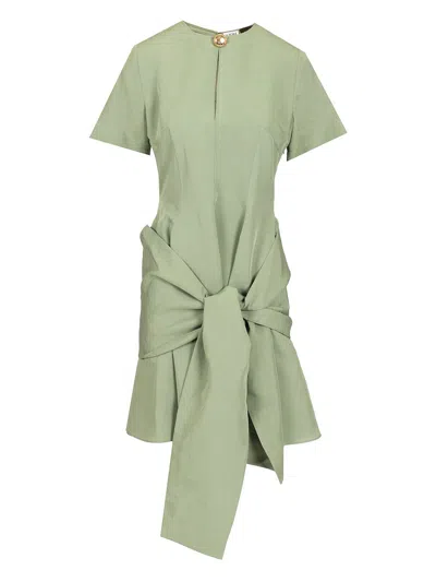 Loewe Pebble Dress In Viscose And Linen Dresses Green