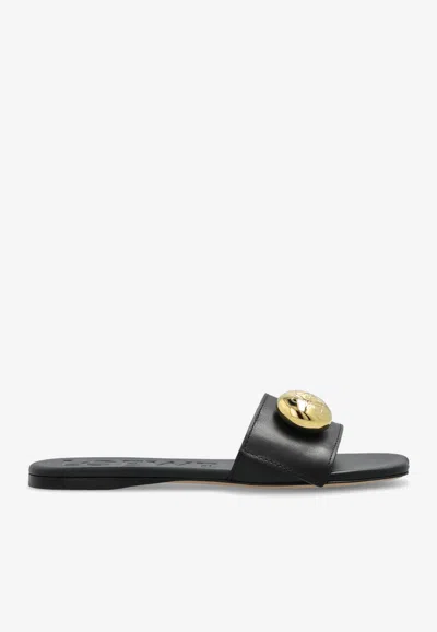 Loewe Pebble Flat Mules In Soft Calfskin In Black