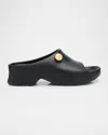 Loewe Anagram Platform Slides In Black/gold