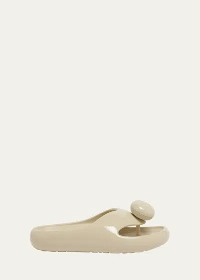 Loewe Pebble Foam Toe-post Slide Sandals In Light Powder