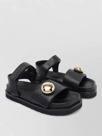 Loewe Pebble Fussbett Flat Sole Open Toe Sandals In Black