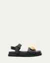 Loewe Women Pebble Sandals With Soft Calfskin Fussbett Sole In Black