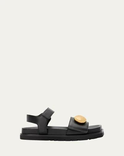LOEWE PEBBLE FUSSBETT LEATHER SANDALS