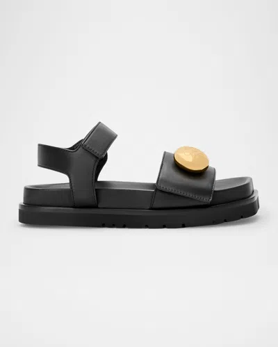 LOEWE PEBBLE FUSSBETT LEATHER SANDALS