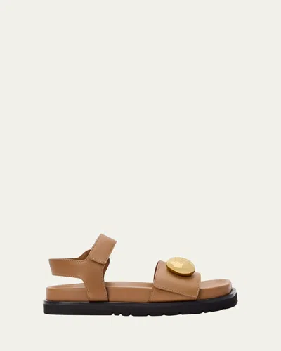 LOEWE PEBBLE FUSSBETT LEATHER SANDALS