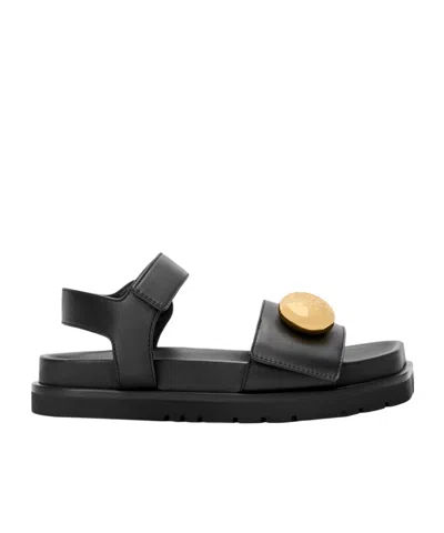 Loewe Pebble Sandals With Soft Calfskin Fussbett Sole In Black
