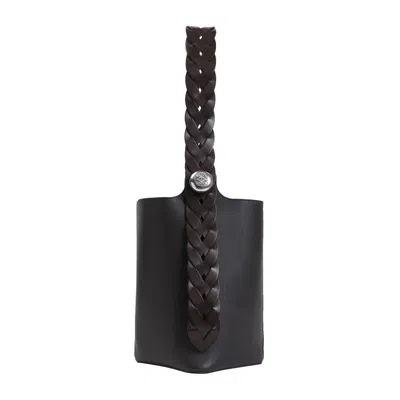 Loewe Large Pebble Embellished Braided Leather Bucket Bag In Brown