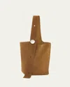Loewe Pebble Large Bucket Bag In Suede In Brown