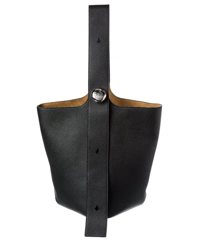 Loewe Pebble Large Leather Bucket Bag In Black