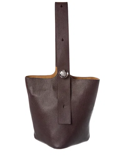 Loewe Pebble Large Leather Bucket Bag In Brown
