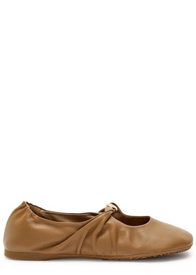 Loewe Pebble Leather Ballet Flats In Brown