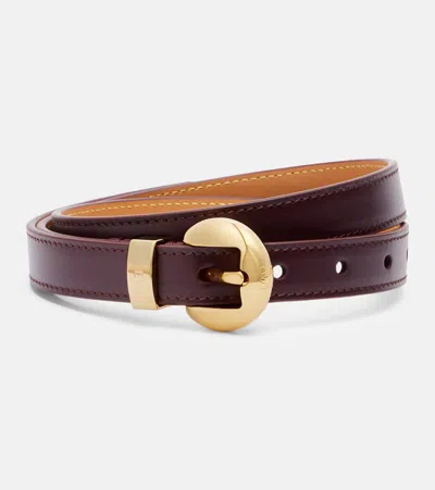 Loewe Pebble Leather Belt In Burgundy