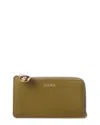 Loewe Leather Pebble Coin Card Holder In Green