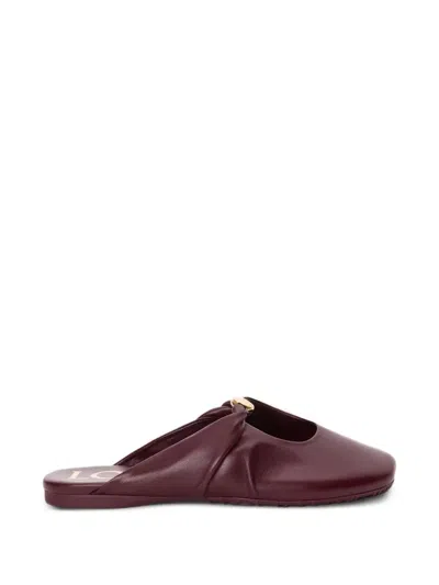 Loewe Pebble Embellished Leather Mules In Burgundy