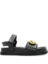 Loewe Women Pebble Sandals With Soft Calfskin Fussbett Sole In Black