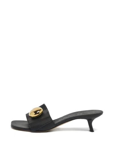 Pre-owned Loewe Pebble Leather Sandals In Black