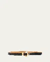 Loewe Pebble Leather Skinny Belt In Black/gold