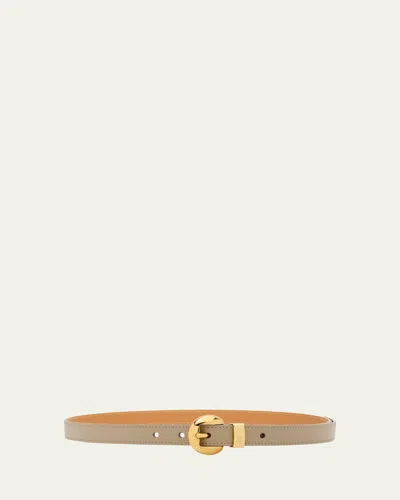 Loewe Pebble Leather Skinny Belt In Sand/gold