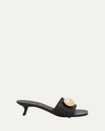 LOEWE PEBBLE LEATHER SLIDE SANDALS
