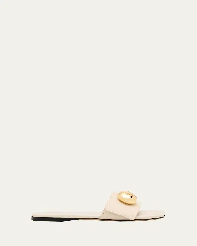 Loewe Pebble Leather Slide Sandals In Neutral