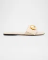 Loewe Pebble Leather Slide Sandals In Neutral