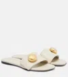 Loewe Pebble Leather Slides Gold-tone Embellishment In White