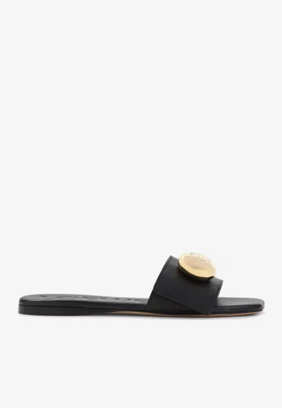 LOEWE PEBBLE LEATHER SLIDES