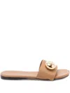 Loewe Pebble Leather Slides In Brown