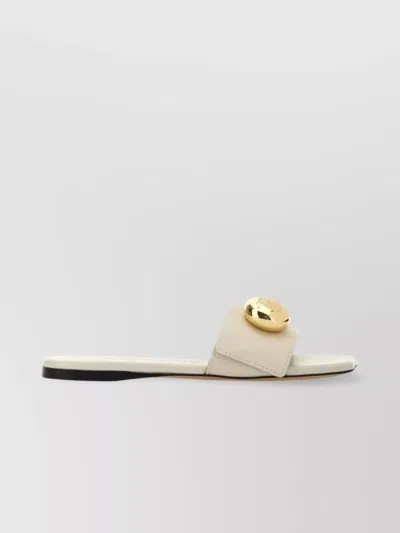 Loewe Pebble Leather Slides Gold-tone Embellishment