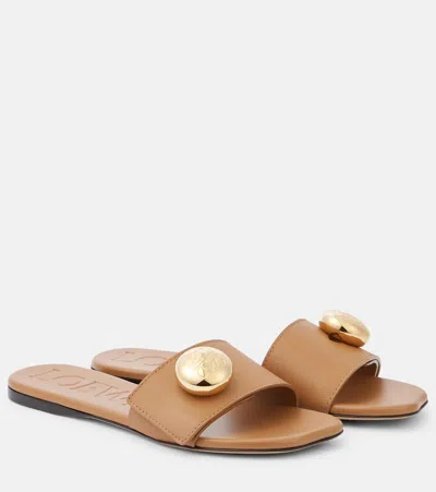 Loewe Pebble Leather Slides In Sand