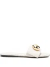 Loewe Pebble Leather Slides In White