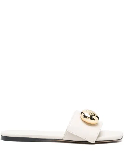Loewe Pebble Leather Slides In White