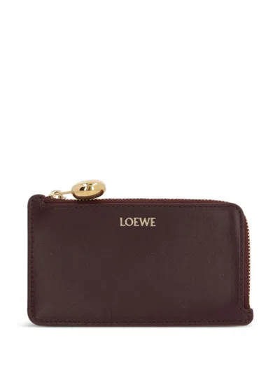 Loewe Pebble Leather Zipped Card Case In Red