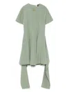 Loewe Linen-blend Midi Dress With Front Knot In Green