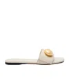 Loewe Pebble Logo Leather Sliders In Neutral